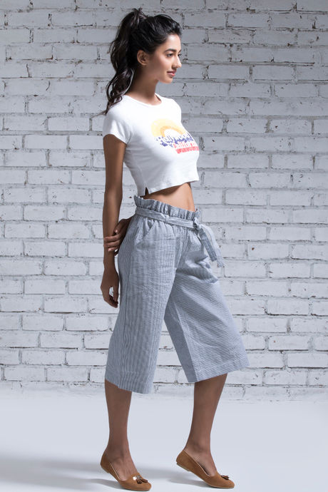 Zivame Culottes Pants- Blue N Off White — image 4
