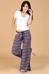 Zivame On The Go Flared Printed Cotton Pants- Blue — thumbnail 4