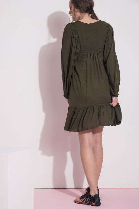 Zivame Floral Applique Swing Dress- Olive — image 3