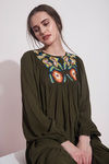 Zivame Floral Applique Swing Dress- Olive — thumbnail 4