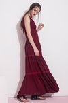 Zivame Fine Morning Layered Tier Maxi Dress- Maroon — thumbnail 1