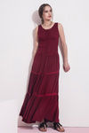 Zivame Fine Morning Layered Tier Maxi Dress- Maroon — thumbnail 2