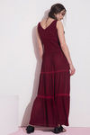 Zivame Fine Morning Layered Tier Maxi Dress- Maroon — thumbnail 3
