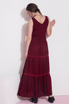 Zivame Fine Morning Layered Tier Maxi Dress- Maroon — thumbnail 4