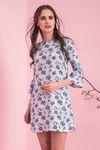 Zivame Sylvan Printed Keyhole Shift Dress-Light Blue — thumbnail 1