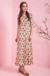 Zivame Ever Rose Printed Shirt Dress- Peach — thumbnail 4