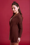 Zivame Folded Collar Knit Shrug- Brown — thumbnail 3