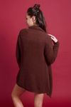 Zivame Folded Collar Knit Shrug- Brown — thumbnail 4