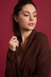 Zivame Folded Collar Knit Shrug- Brown — thumbnail 5