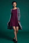 Zivame Knitted Long Shrug-Black Monochrome — thumbnail 1
