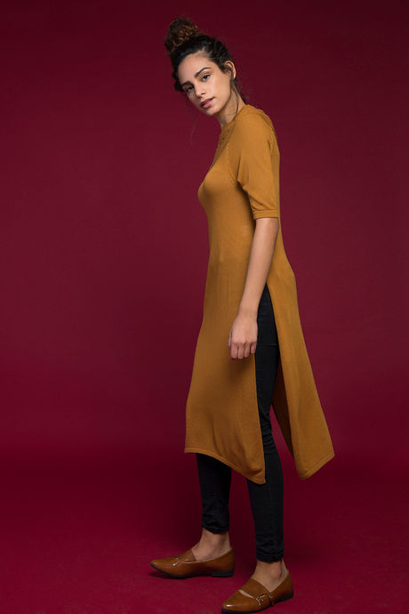 Zivame Knitted Sweater Top- Mustard — image 3