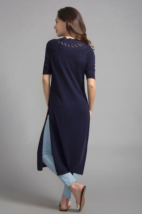 Zivame LongSlit Knitted Top- NightBlue — image 3