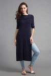 Zivame LongSlit Knitted Top- NightBlue — thumbnail 5
