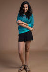 Zivame Neckline Thread Emblished Knit Wear Top- Navy — thumbnail 2