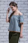 Zivame Tassled Off Shoulder Crop Top- Blue — thumbnail 2