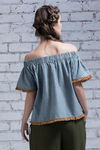 Zivame Tassled Off Shoulder Crop Top- Blue — thumbnail 3