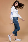 Zivame Pintuck Balloon Sleeved Cotton Top- White n Blue — thumbnail 2