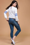 Zivame Pintuck Balloon Sleeved Cotton Top- White n Blue — thumbnail 3