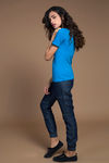 Zivame Urban Gypsy Ribbed Solid Tee- Blue  — thumbnail 2