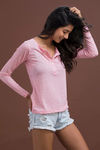 Zivame Fruity Splash Henley Top- Pink — thumbnail 3