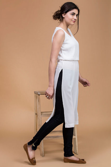 Zivame  Crincan  High Slit Tunic- white — image 2