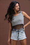 Zivame Achromatic Mesh Paneled Top- Grey — thumbnail 1