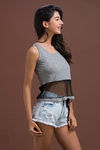 Zivame Achromatic Mesh Paneled Top- Grey — thumbnail 3