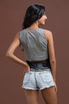 Zivame Achromatic Mesh Paneled Top- Grey — thumbnail 4