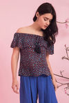 Zivame All About Roses Off Shoulder Flounce Top- Blue — thumbnail 2