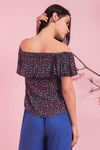 Zivame All About Roses Off Shoulder Flounce Top- Blue — thumbnail 3