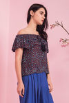 Zivame All About Roses Off Shoulder Flounce Top- Blue — thumbnail 4