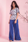 Zivame Floral Print Peplum Blouse- Blue — thumbnail 2