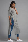 Zivame Marled Henley Style Maxi Top- Grey — thumbnail 2