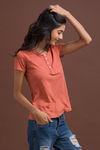Zivame Cotton Rich Basic Henley- Rust — thumbnail 2