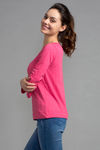 Zivame Marled Full Sleeve Basic Tee- Pink — thumbnail 2
