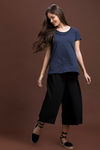 Zivame Cotton Rich Scoop Neck Tee- Navy Blue  — thumbnail 2