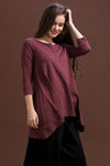 Zivame Cotton Rich Flounce Henley Tee- Maroon — thumbnail 3