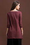 Zivame Cotton Rich Flounce Henley Tee- Maroon — thumbnail 4