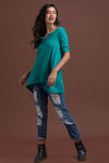 Zivame Cotton Rich Flounce Henley Tee- Turquoise — thumbnail 2