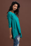 Zivame Cotton Rich Flounce Henley Tee- Turquoise — thumbnail 3