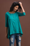 Zivame Cotton Rich Flounce Henley Tee- Turquoise — thumbnail 5