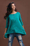 Zivame Cotton Rich Flounce Henley Tee- Turquoise — thumbnail 6