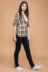 Zivame Yarn Dyed Checks Shirt- Brown — thumbnail 2