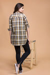Zivame Yarn Dyed Checks Shirt- Brown — thumbnail 3