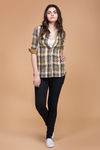 Zivame Yarn Dyed Checks Shirt- Brown — thumbnail 4