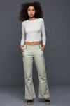 Zivame Chambray Barely Boot Cut Pant- White and Green — thumbnail 1