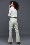 Zivame Chambray Barely Boot Cut Pant- White and Green — thumbnail 2