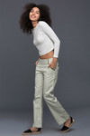 Zivame Chambray Barely Boot Cut Pant- White and Green — thumbnail 3