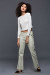 Zivame Chambray Barely Boot Cut Pant- White and Green — thumbnail 4