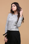 Zivame Burn out Stripe Tee- Grey Melange — thumbnail 2